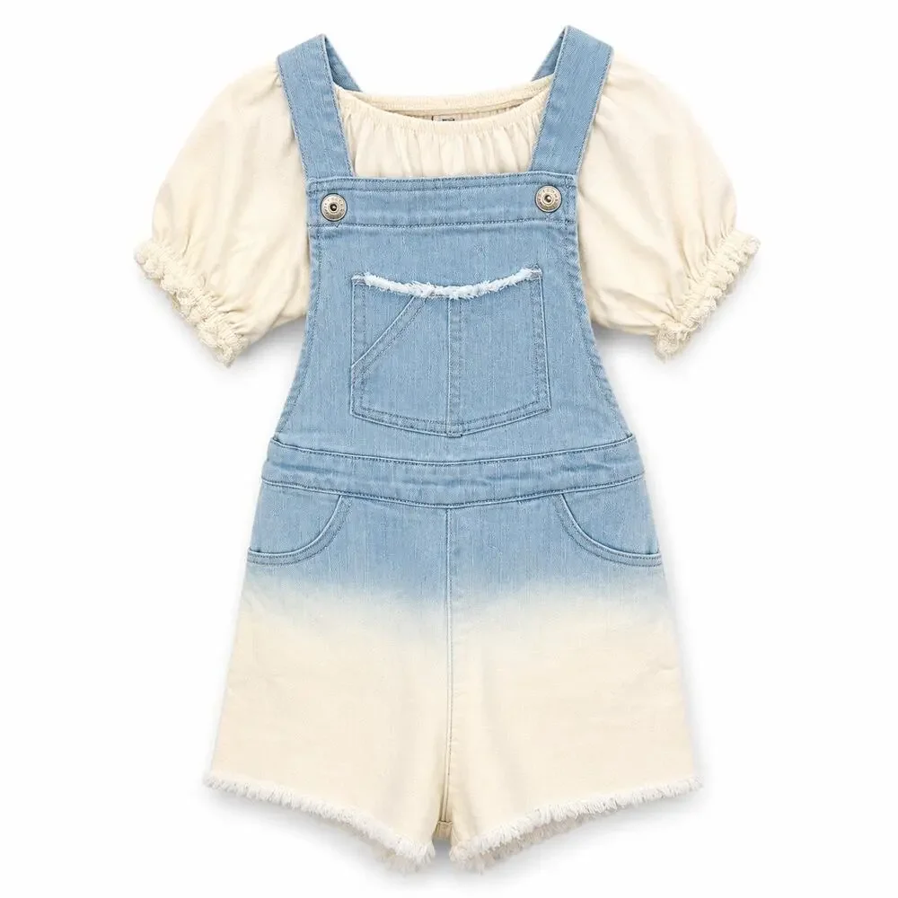 NWT Cat and Jack Target Kids Denim Blue and White Overalls size 4T Summer Shorts